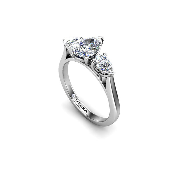 Blue-pear-shape-trilogy-engagement-ring-in-Platinum - HEERA DIAMONDS
