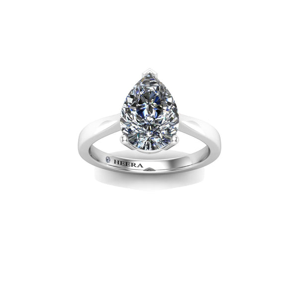 SADIE - Pear Cut Diamond Solitaire Engagement Ring in Platinum - HEERA DIAMONDS