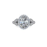 CONCEPCION - Oval Cut Engagement Ring with Halo in Platinum - HEERA DIAMONDS