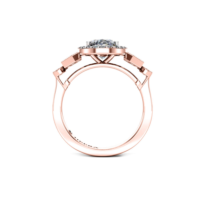CONCEPCION - Oval Cut Engagement Ring with Halo in Rose Gold - HEERA DIAMONDS