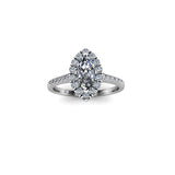 LONDON - Marquise Cut Engagement Ring with Halo and Diamond Shoulders in Platinum - HEERA DIAMONDS