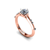 ODETTE - Round Brilliant Engagement ring with Diamond Shoulders in Rose Gold - HEERA DIAMONDS