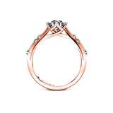 ODETTE - Round Brilliant Engagement ring with Diamond Shoulders in Rose Gold - HEERA DIAMONDS