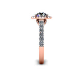 ASTRID - Round Brilliant Engagement Ring with Diamond Halo and Shoulders in Rose Gold - HEERA DIAMONDS