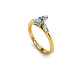 SKY - Pear and Baguettes Trilogy Engagement Ring in Yellow Gold - HEERA DIAMONDS