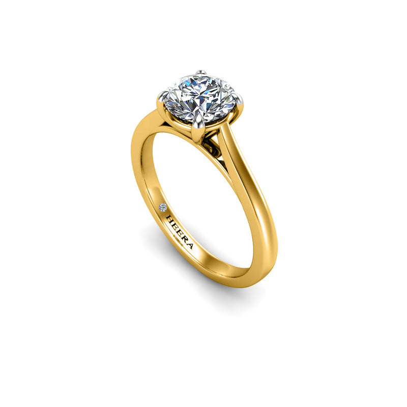 ARIELLE - Round Brilliant Diamond Solitaire Engagement Ring in Yellow Gold - HEERA DIAMONDS