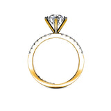 URSULA - Round Brilliant Engagement ring with Diamond Shoulders in Yellow Gold - HEERA DIAMONDS