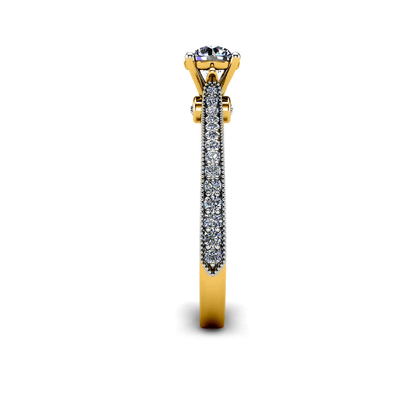 MARIANA - Round Brilliant Engagement ring with Diamond Shoulders in Yellow Gold - HEERA DIAMONDS
