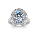 LEIGH - Oval Cut Engagement Ring with Halo in Platinum - HEERA DIAMONDS