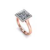 GENARA II - Princess Cut Engagement Ring with Diamond Halo in Rose Gold - HEERA DIAMONDS