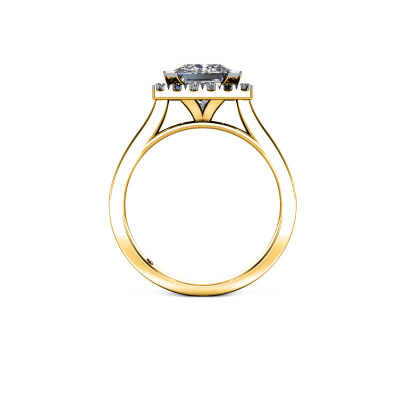 GENARA II - Princess Cut Engagement Ring with Diamond Halo in Yellow Gold - HEERA DIAMONDS