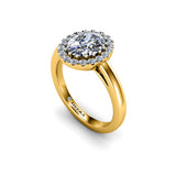 JESSIE - Oval Cut Engagement Ring with Diamond Halo in Yellow Gold - HEERA DIAMONDS