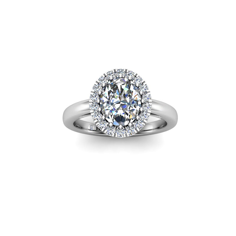 JESSIE - Oval Cut Engagement Ring with Diamond Halo in Platinum - HEERA DIAMONDS