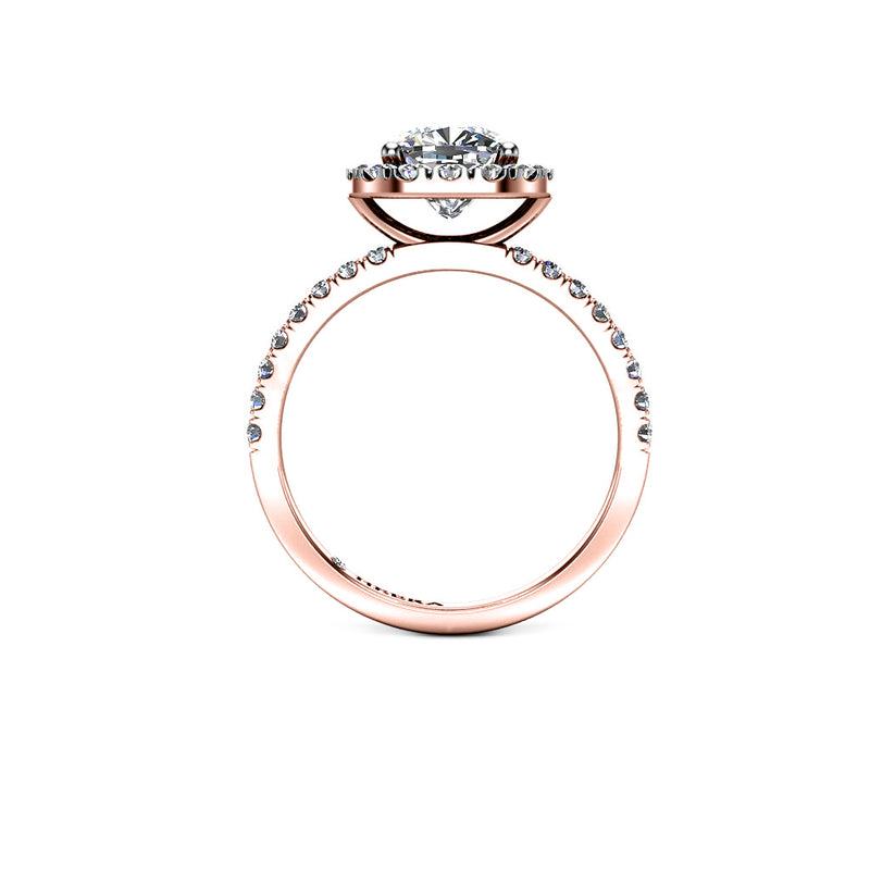 AMELIA - Cushion Cut Engagement Ring with Halo and Diamond Shoulders in Rose Gold - HEERA DIAMONDS