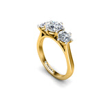 ANDROID - Round Brilliant Trilogy Engagement Ring in Yellow Gold - HEERA DIAMONDS