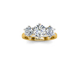 ANDROID - Round Brilliant Trilogy Engagement Ring in Yellow Gold - HEERA DIAMONDS
