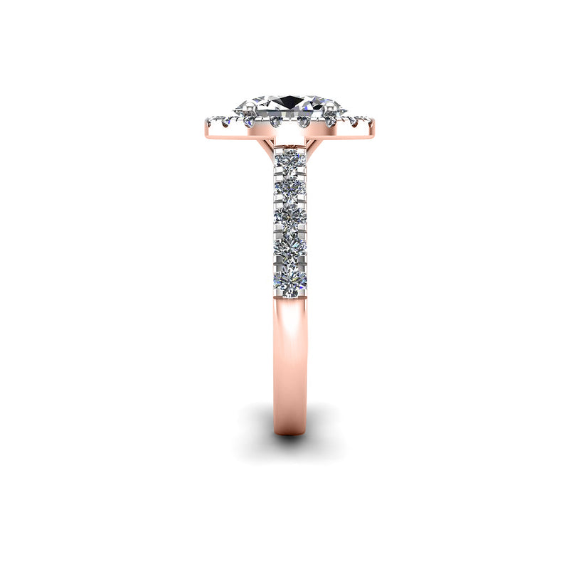 JESSICA - Oval Cut Engagement Ring with Diamond Halo and Shoulders in Rose Gold - HEERA DIAMONDS