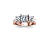 PINK I - Princess Trilogy Engagement Ring with Diamond Shoulders in Rose Gold - HEERA DIAMONDS