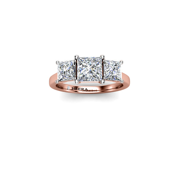 STRAWBERRY - Princesses Trilogy Engagement Ring in Rose Gold - HEERA DIAMONDS
