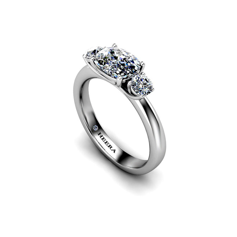 LIPSTICK - Oval and Rounds Trilogy Engagement Ring in Platinum - HEERA DIAMONDS