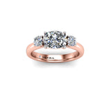 GINGER - Cushion and Round Brilliants Trilogy Engagement Ring in Rose Gold - HEERA DIAMONDS