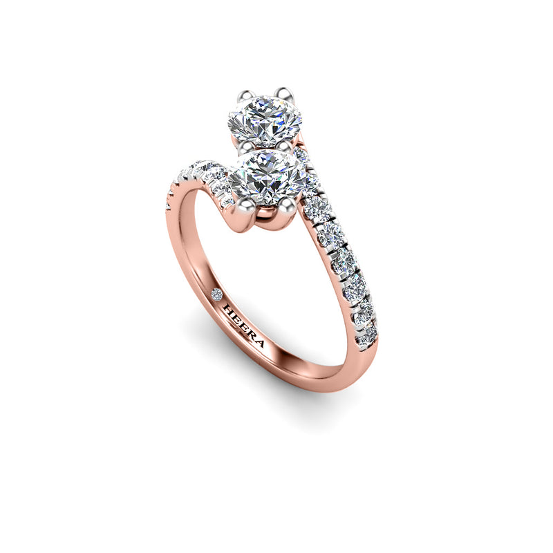 KYLIE - Round Brilliants Engagement ring with Diamond Shoulders in Rose Gold - HEERA DIAMONDS
