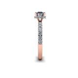 SAVANNAH - Round Brilliant Engagement ring with Diamond Shoulders in Rose Gold - HEERA DIAMONDS