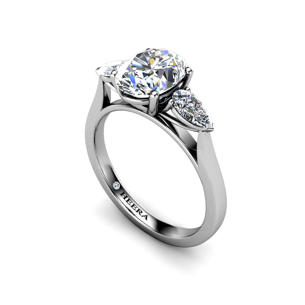 PASSION - Oval and Pears Trilogy Engagement Ring in Platinum - HEERA DIAMONDS
