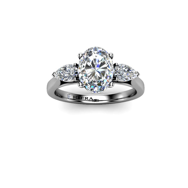 PASSION - Oval and Pears Trilogy Engagement Ring in Platinum - HEERA DIAMONDS
