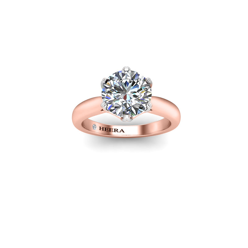 JANIAH - Round Brilliant Diamond Solitaire Engagement Ring in Rose Gold - HEERA DIAMONDS