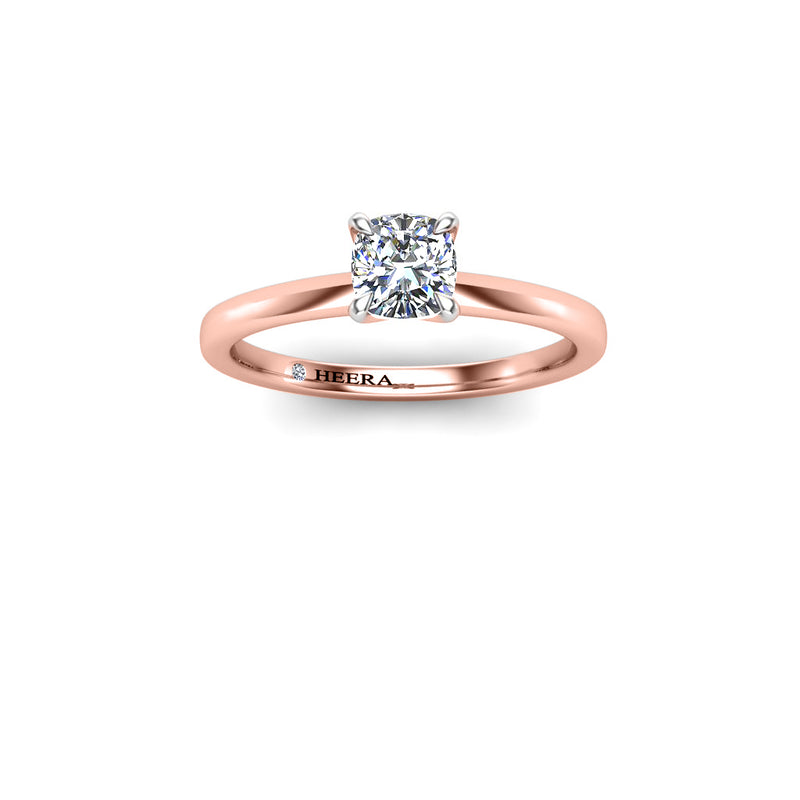 FANNY - Cushion Cut Diamond Solitaire Engagement Ring in Rose Gold - HEERA DIAMONDS