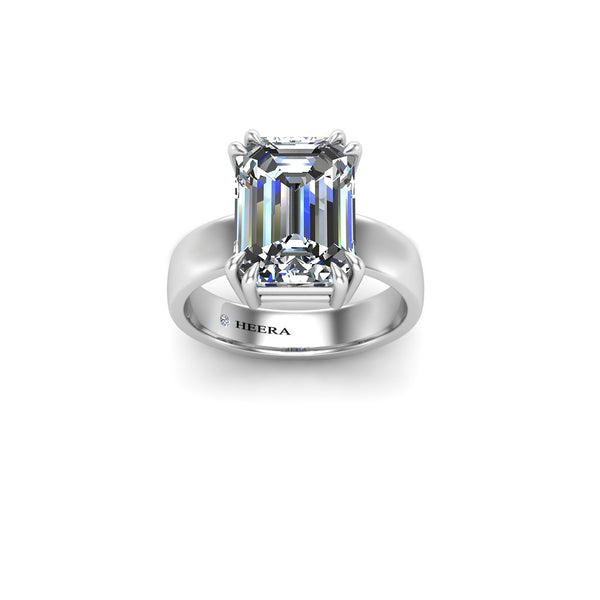 AINARA - Emerald Cut Diamond Solitaire Engagement Ring in Platinum - HEERA DIAMONDS