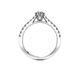 RILEY - Round Brilliant Engagement ring with Diamond Shoulders in Platinum - HEERA DIAMONDS