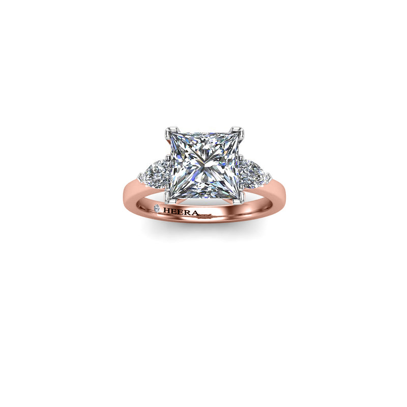 PUNCH - Princess and Pears Trilogy Engagement Ring in Rose Gold - HEERA DIAMONDS