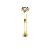 CREAMY - Princess and Baguettes Trilogy Engagement Ring in Yellow Gold - HEERA DIAMONDS