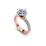 ELECTRA - Round Brilliant Engagement ring with Diamond Shoulders in Rose Gold - HEERA DIAMONDS