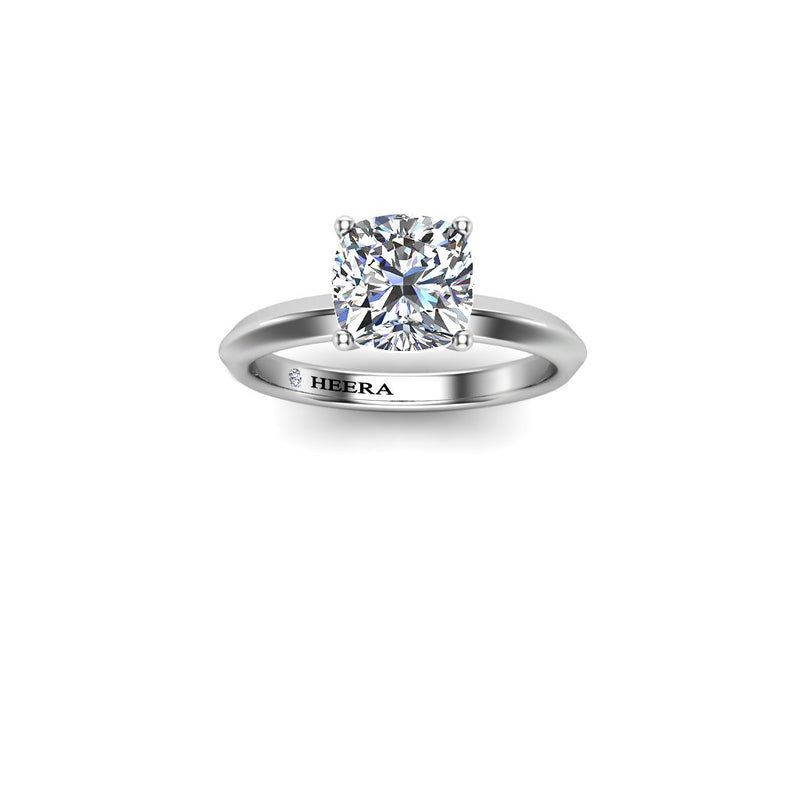 IVY - Cushion Cut Diamond Solitaire Engagement Ring in Platinum - HEERA DIAMONDS