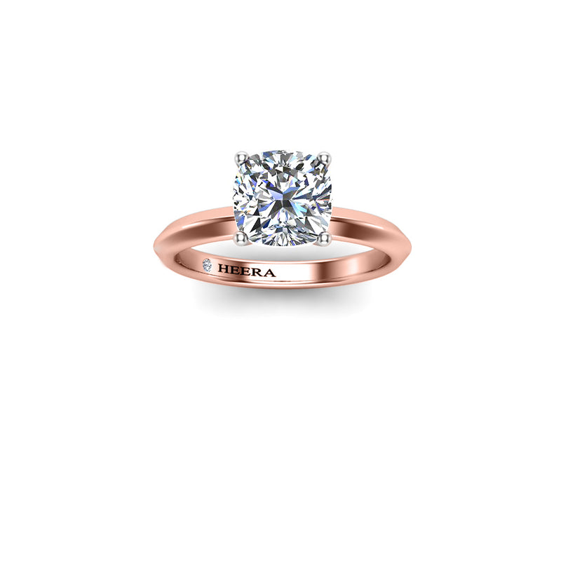 IVY - Cushion Cut Diamond Solitaire Engagement Ring in Rose Gold - HEERA DIAMONDS