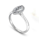 Marquise Cut Engagement Ring with Diamond Halo in Platinum - HEERA DIAMONDS