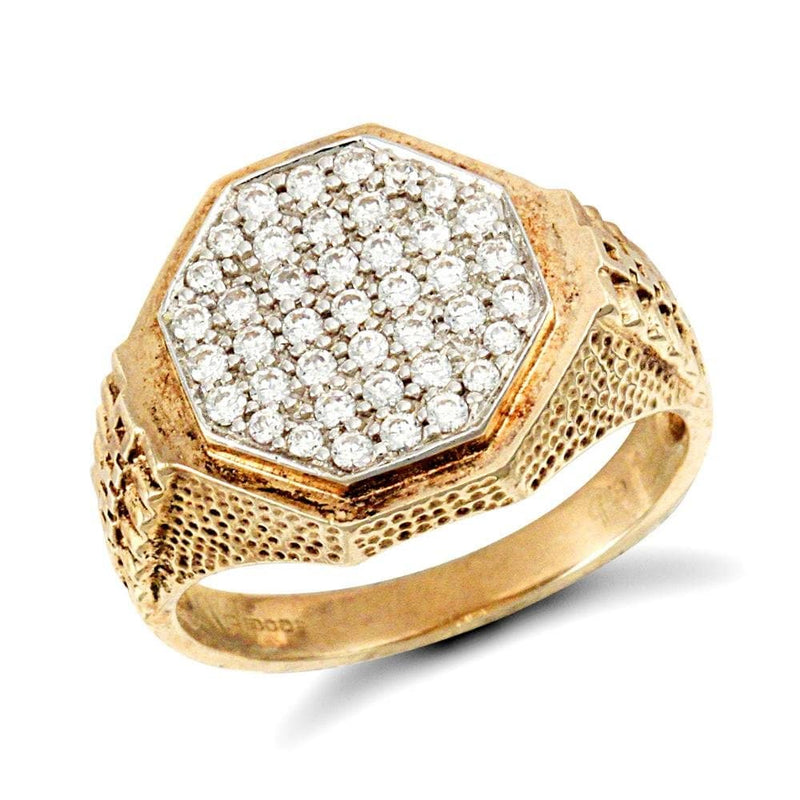 9ct Yellow Gold Gents Cubic Zirconia Ring - HEERA DIAMONDS
