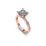 NOLA - Princess Diamond Engagement ring with Diamond Shoulders in Rose Gold - HEERA DIAMONDS