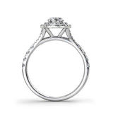 Clarina Oval Cut Halo Engagement Ring with Split Shoulders in Platinum - HEERA DIAMONDS