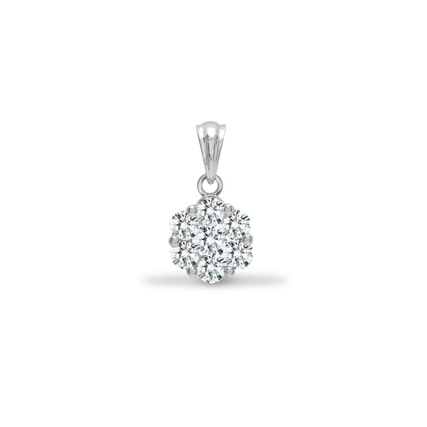 18ct White 0.33ct Diamond 7 Stone Cluster Pendant - HEERA DIAMONDS