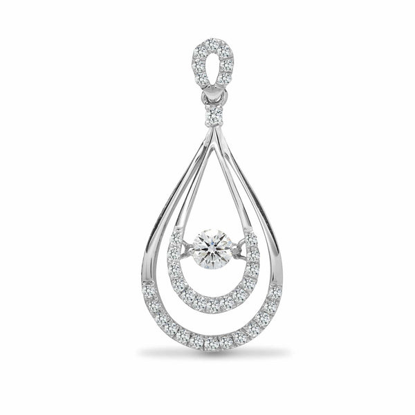 18ct White 0.37ct Dancing Diamond Pendant - HEERA DIAMONDS