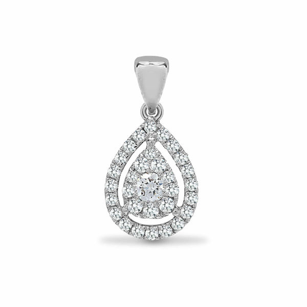 18ct White 0.37ct Diamond Pendant - HEERA DIAMONDS