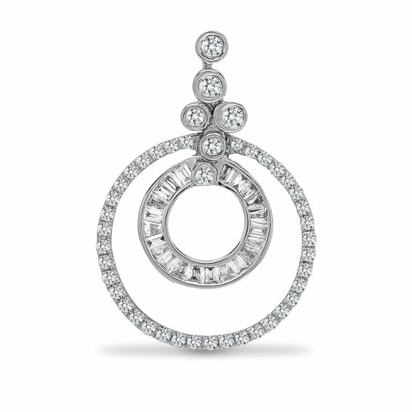 18ct White 0.43ct Round & Baguette Diamond Pendant - HEERA DIAMONDS