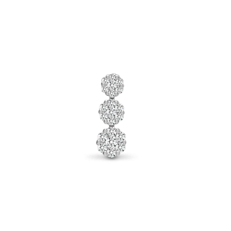 18ct White 0.50ct Dia 3 x 7 Stone Cluster Drop Pendant - HEERA DIAMONDS