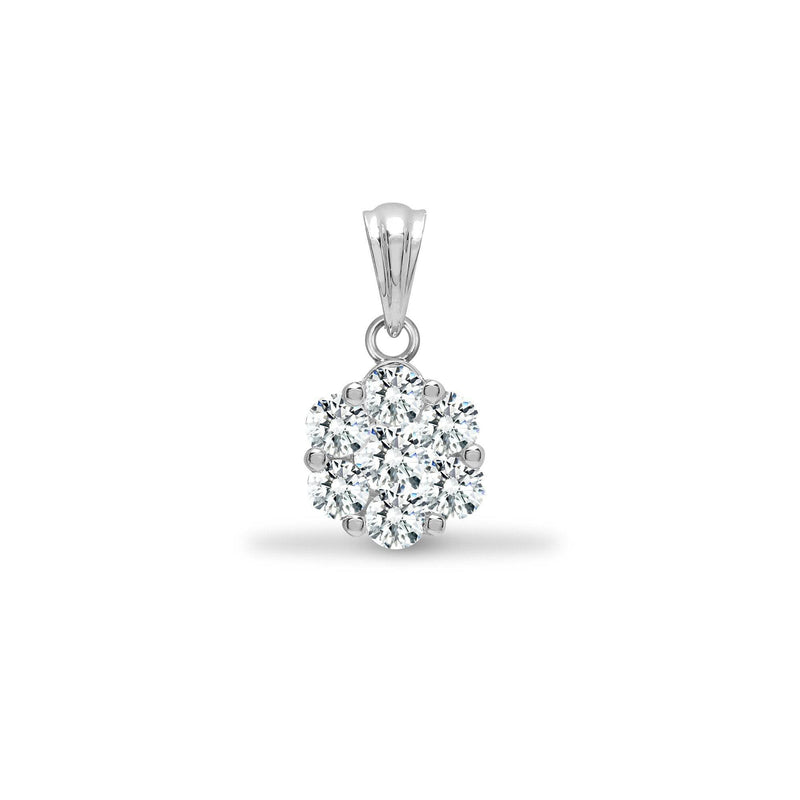 18ct White 0.50ct Diamond 7 Stone Cluster Pendant - HEERA DIAMONDS