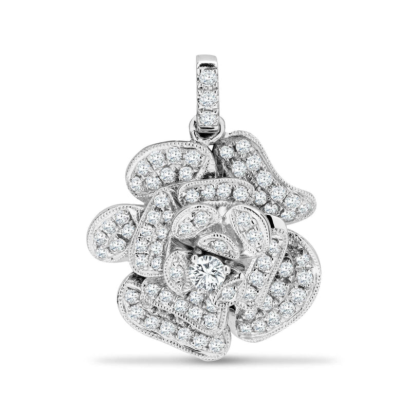 18ct White 0.60ct Diamond Rose Pendant - HEERA DIAMONDS