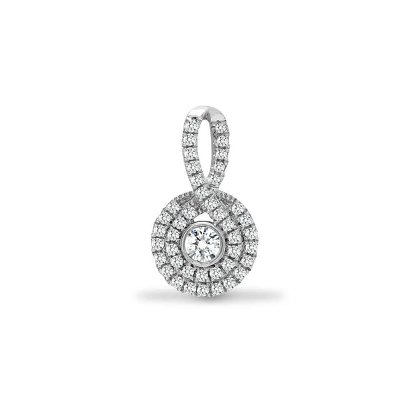 18ct White Gold 0.48ct Diamond Looped Bale Cluster Pendant - HEERA DIAMONDS